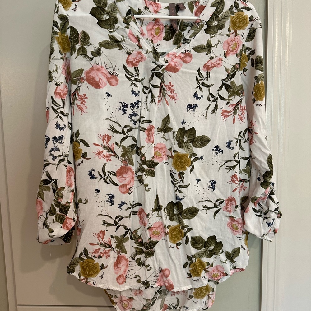 Pink and Green 3/4 Sleeve Blouse